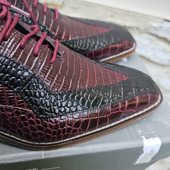 Mens Size 7M Stacy Adams Burgundy and Black Oxford Dress Shoes